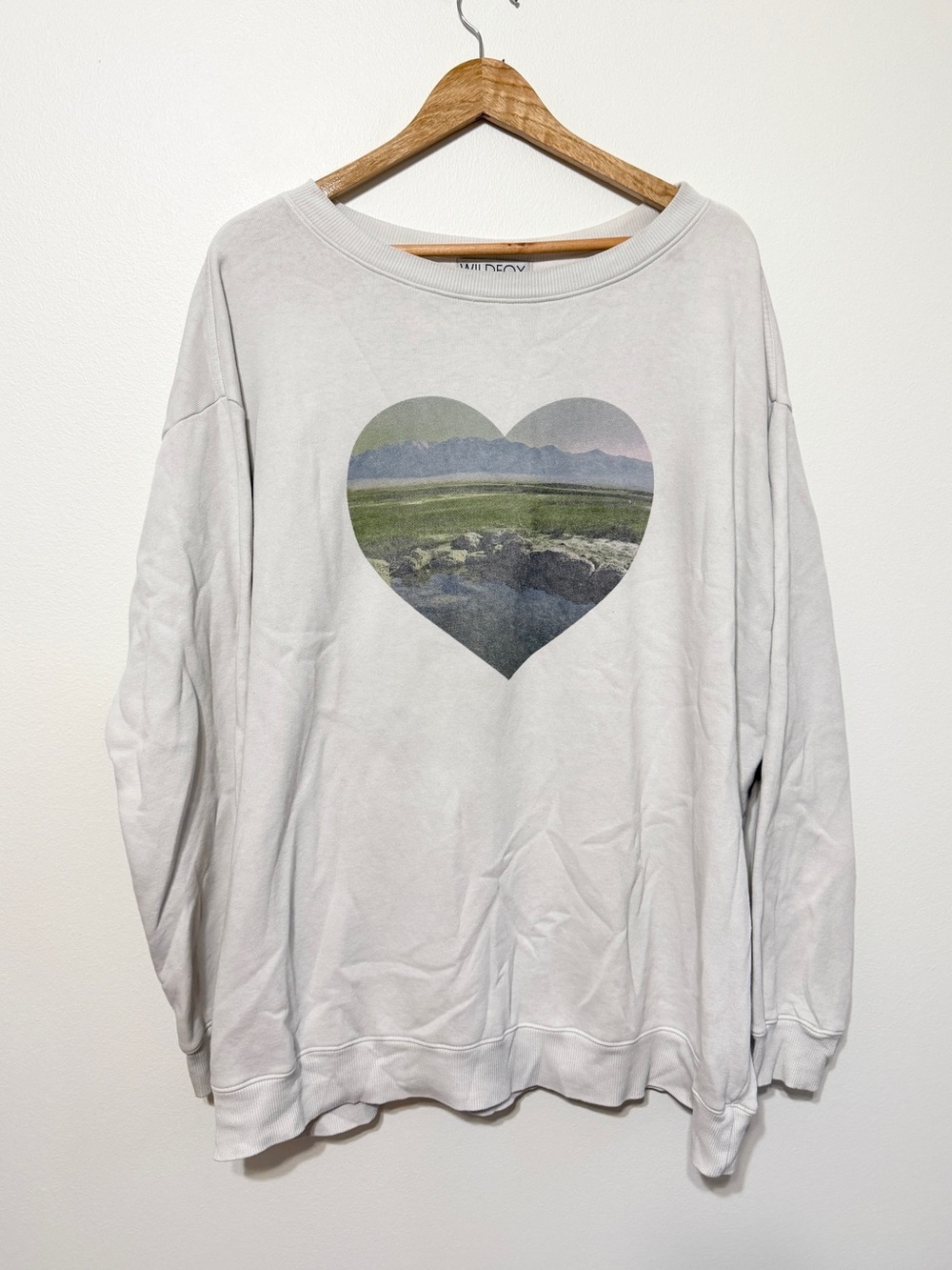 Wildfox Heart Nature Mountains Sweatshirt Size Large Sweater